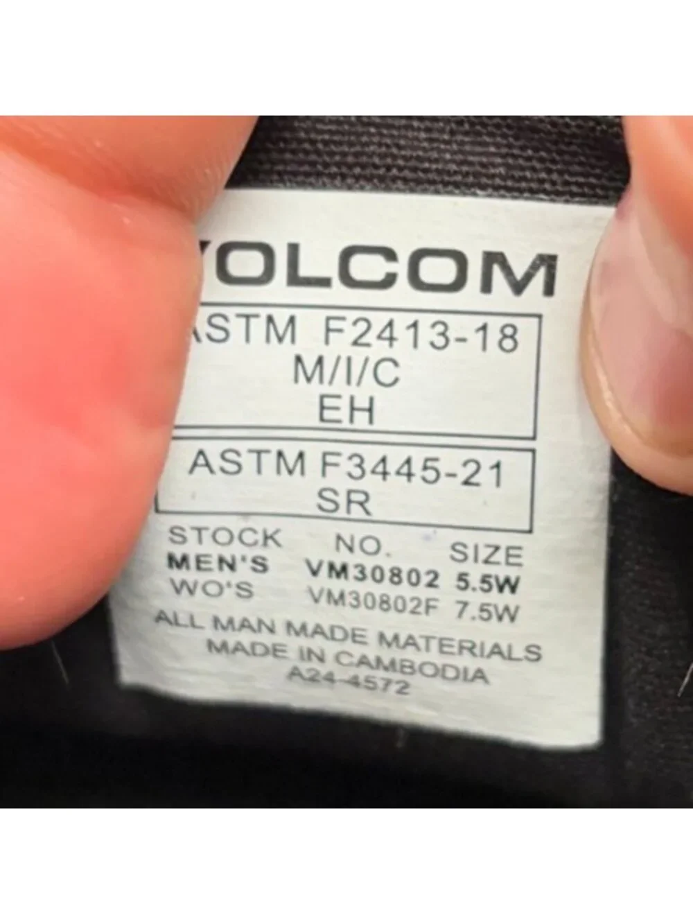 Volcom Chill Womens Size 7.5W Black Gray Composite Toe Safety Work Slip-On Shoes